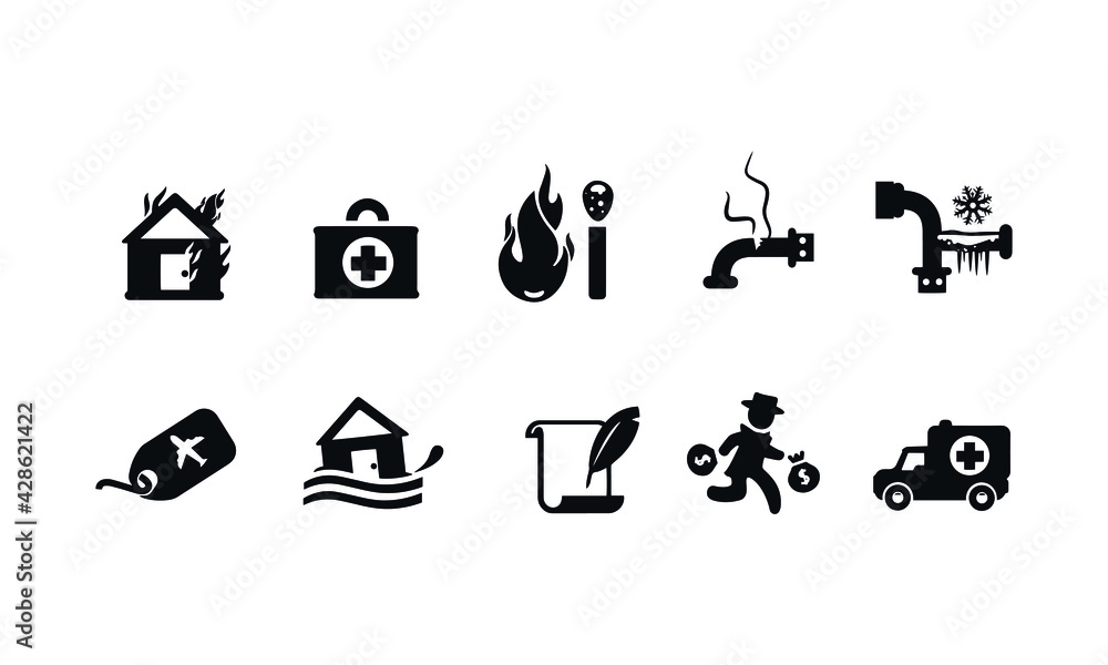 Poster Insurance Icons vector design 