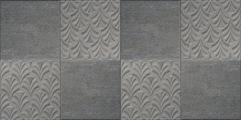 Naklejki  Szary biały jasny vintage retro geometryczny motyw kwadratowy mozaiki cement beton bezszwowe płytki tekstura tło texture