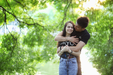 Fototapeta premium Young couple on the first date