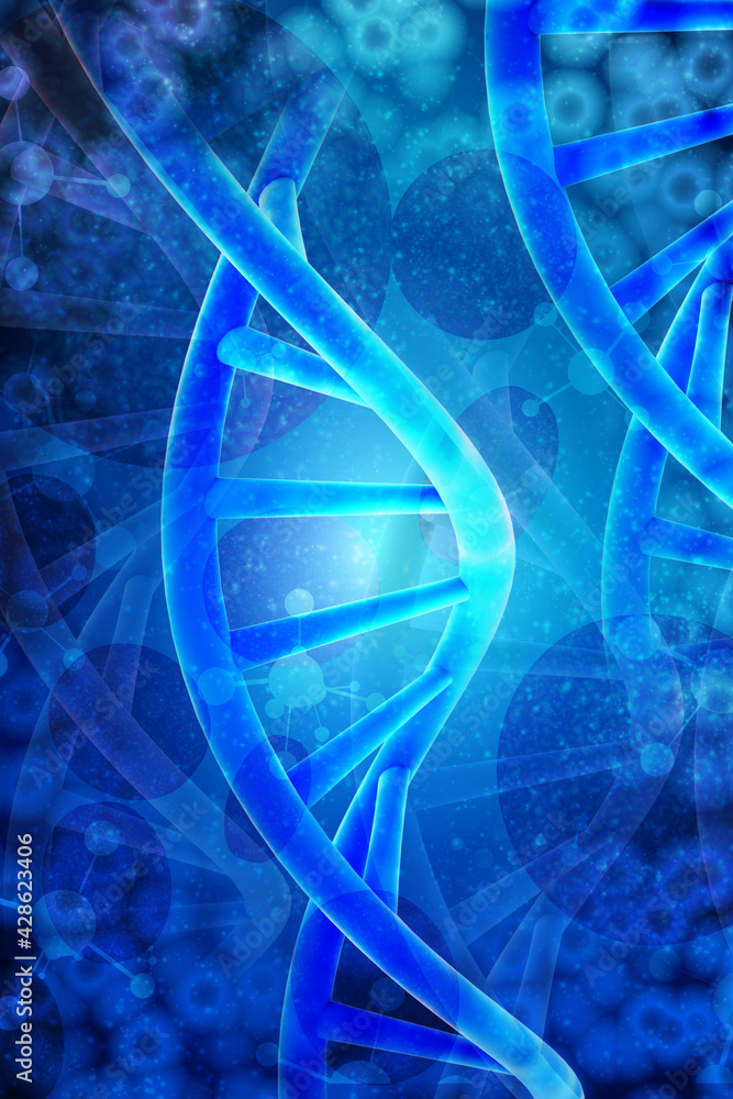 Poster 3d render of dna structure, abstract background
