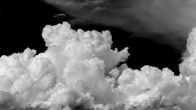time-lapse of White cloud isolated on a black background realistic cloud.