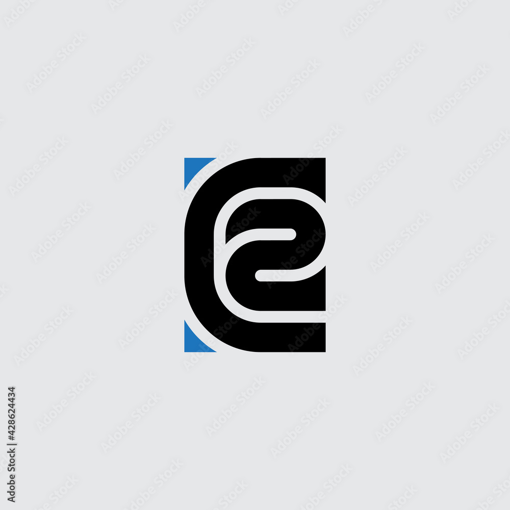 Poster letter c and number 2 - logotype. c2 - logo. vector design element or icon.