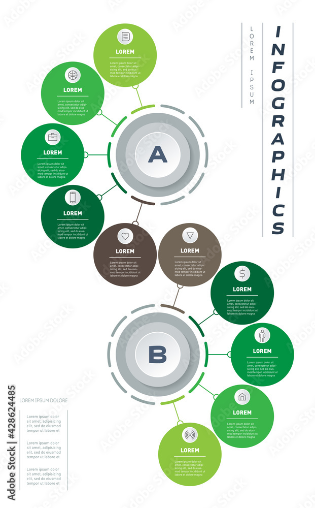 Poster eco business presentation with options. vertical design template. diagram of green technology or edu