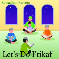 “Let’s do I’tikaf” background vector design illustration
