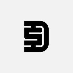 Letter D and S logo design. Minimalistic symbol. Premium business logotype. SD or DS - Elegant universal vector sign. Graphic symbol for corporate business identity. D5 or 5D.