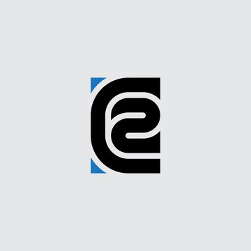 Letter C and number 2 - logotype. C2 - logo. Vector design element or icon.