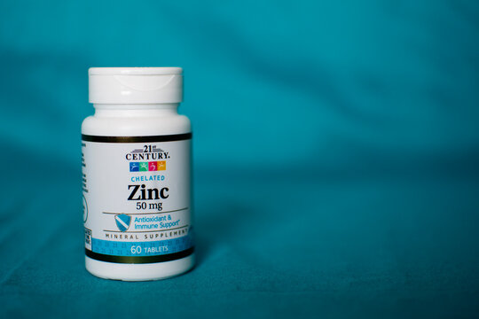 Bottle of 21st Century chelated zinc micronutrients mineral supplements