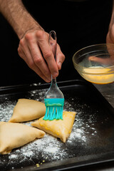 preparing dough for baking