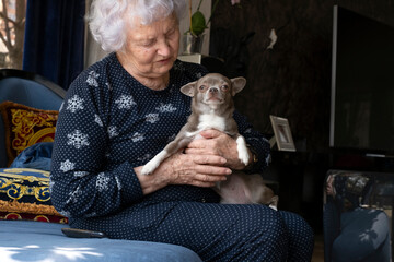 elderly woman with Chai Hua dog