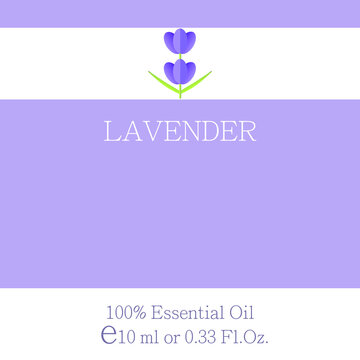 Lavender. Essential oil label design. Cosmetics packaging template. Vector image on the theme of aromatherapy.