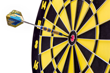 Dart hits bull's eye on target