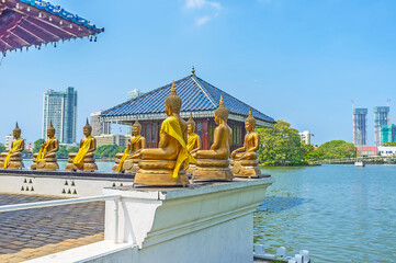 Buddhist shrine on Beira lake in Colombo, Sri Lanka
