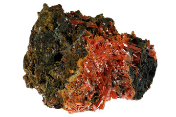 crocoite from Tasmania, Australia isolated on white background