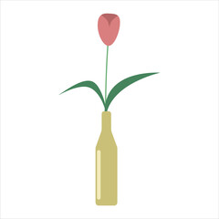 Obraz premium vector illustration of a tulip in a vase