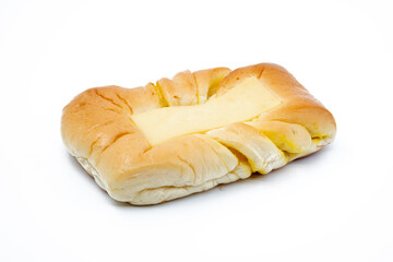 Baked breast with slice cheese isolated on white background