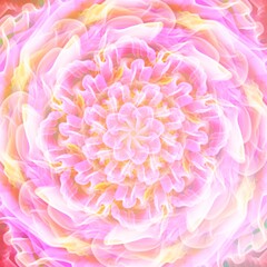 Abstract background. Cute pink flower with multiple leaves.