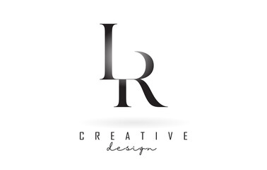 LR l r letter design logo logotype concept with serif font and elegant style vector illustration.
