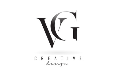 VG v g letter design logo logotype concept with serif font and elegant style vector illustration.