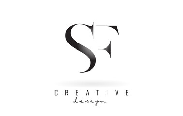 SF s f letter design logo logotype concept with serif font and elegant style. Vector illustration icon with letters S and F.
