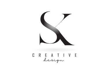 SK s k letter design logo logotype concept with serif font and elegant style vector illustration.