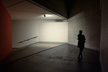 Fototapeta na wymiar silhouette of a person in a corridor