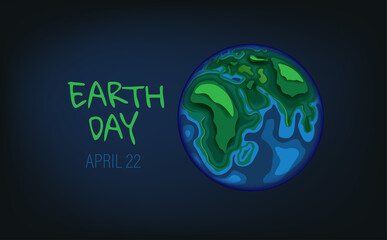 Paper cut style Earth day horizontal banner