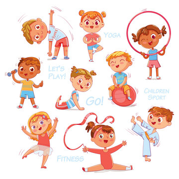 Sport for kids. Physical Training, Fitness, Karate, Yoga, Aerobics, Gymnastics, Dancing. Isolated