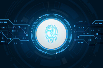 Obraz premium scan fingerprint, Cyber security and password control through fingerprints, access with biometrics identification 