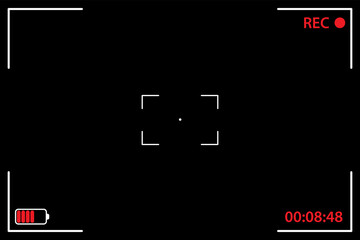 Camera viewfinder black background. Video recording