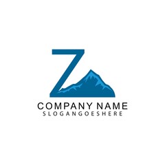Letter Z with Abstract Mountain Logo Vector Template Design