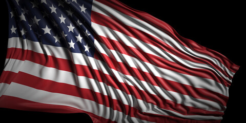 Obraz premium USA flag waving on black background. 3d illustration
