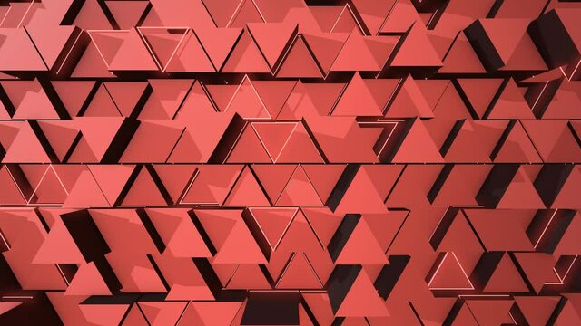 Abstract background with animation of wave mosaic of triangles. Technological backdrop. Animation of seamless loop.