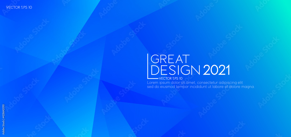Poster modern blue corporate background with triangles gradient geometric shapes. abstract banner design te