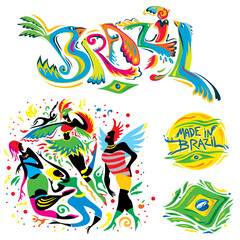 Abstract Brazil Carnival Artwork, made in Brazil Seal (Vector Art)