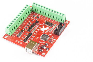 CNC motherboard isolated above white background