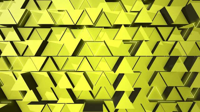 Abstract background with animation of wave mosaic of triangles. Technological backdrop. Animation of seamless loop.