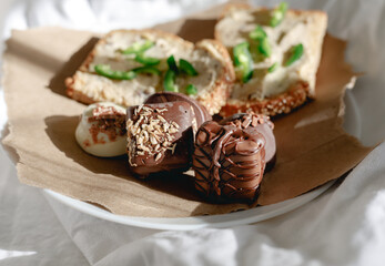 Chocolates with jalapenos toast