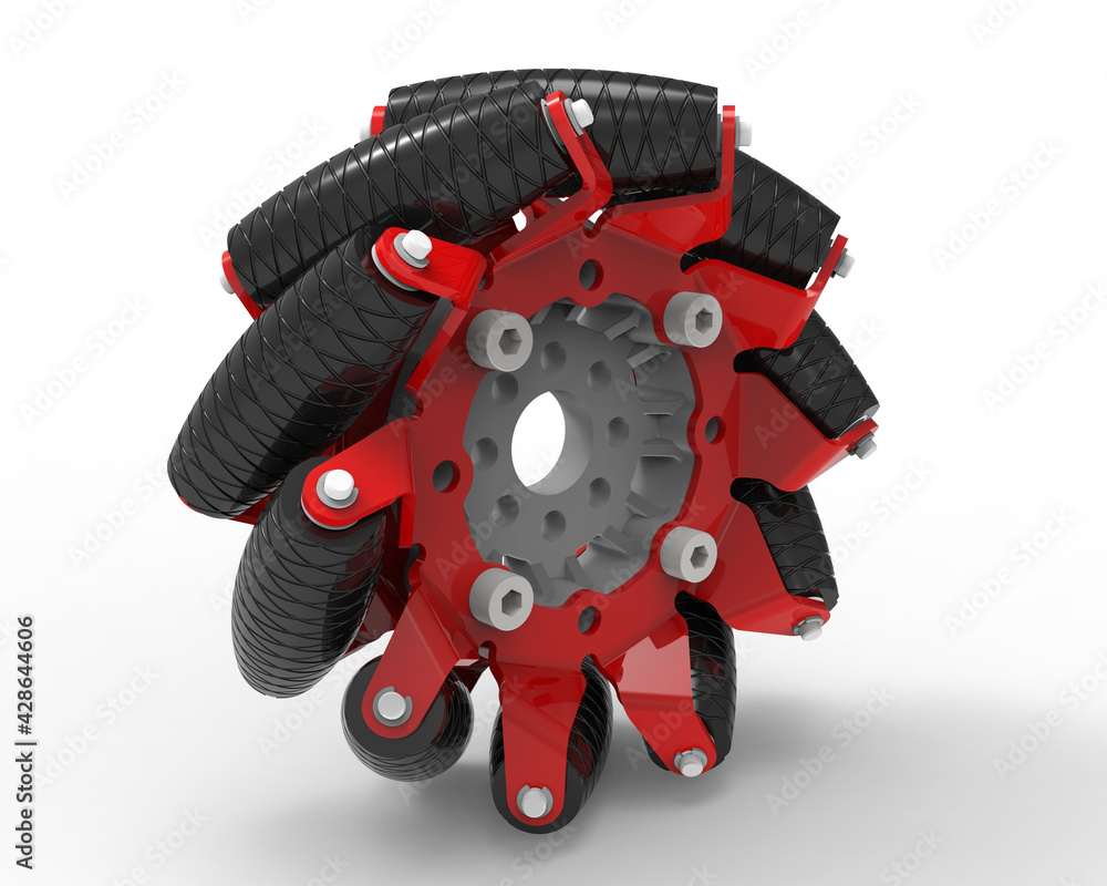 Poster 3d rendering - perspective view of an omni wheel design