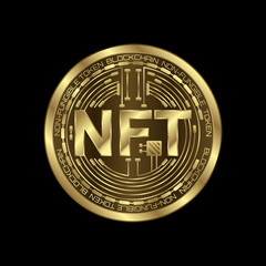 NFT non-fungible tokens for art and collectables, blockchain technology to create unique digital items - obrazy, fototapety, plakaty