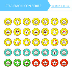 Cute social media star emoji set on a white background. Royalty-free.