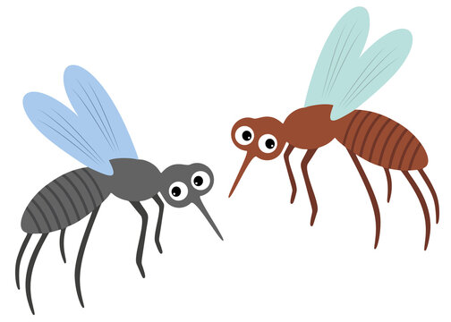 The mosquitoes in the set are funny. Vector image.