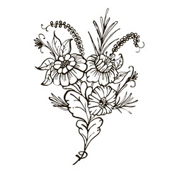 Sketch of a bouquet on an isolated background.Hand drawn