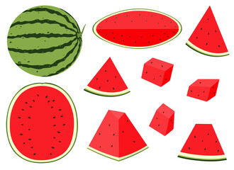 Watermelon slices summer fruit vector illustration