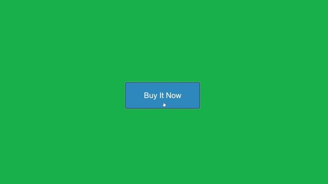 Mouse Cursor Slides Over And Clicks Buy It Now on Green Screen Background. Device Screen View of Cursor Clicking Buying Shopping Product Online. Viewpoint Over The Internet Network Website.