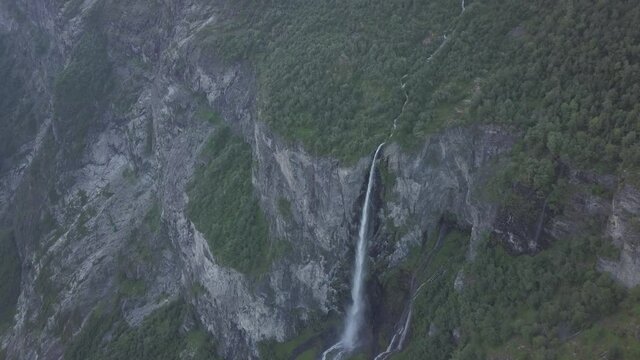 Small waterfall at fjord in Norway