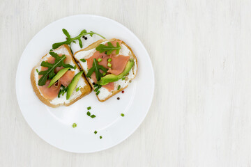 Toast with chum salmon fish