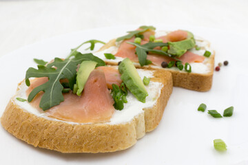 Toast with chum salmon fish