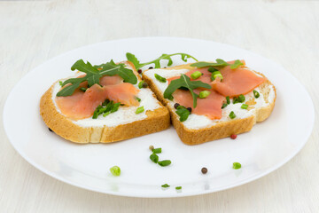 Toast with chum salmon fish