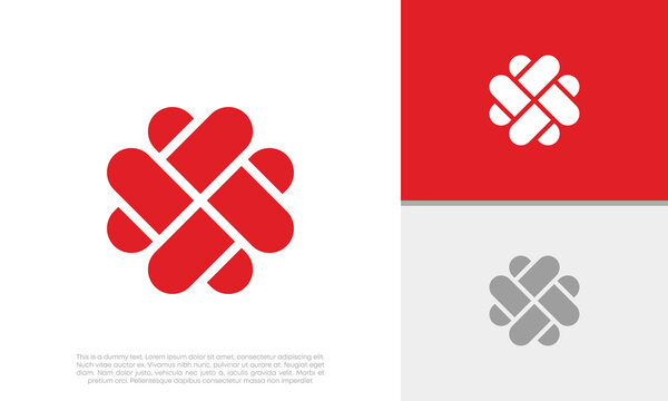 Heart vector symbol. Valentines day ribbon logotype. 