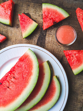 Creative sliced watermelon stock image.
